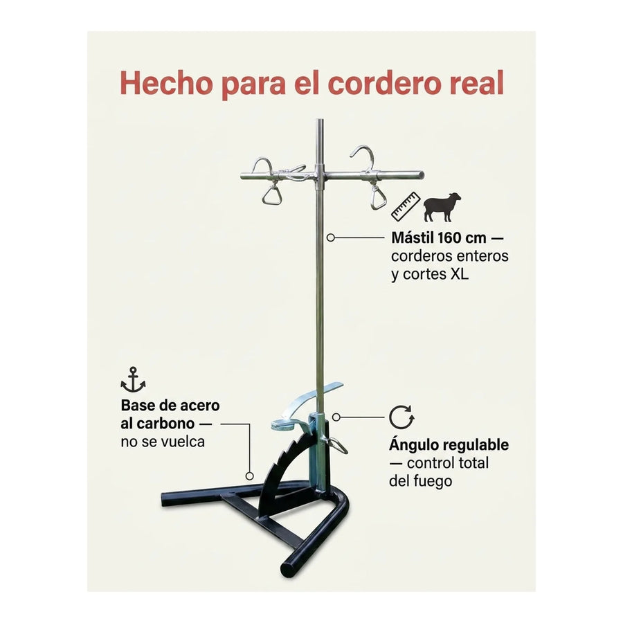 Asador Vertical a la Estaca XL — Cordero y Cortes Grandes | Parrilla