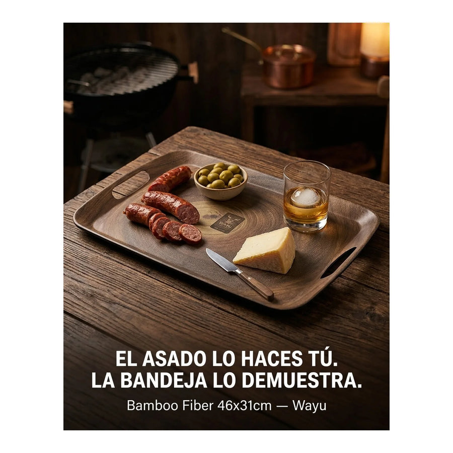 Bandeja Bamboo Wayu 46x31cm Asado Parrilla Cocina Quincho