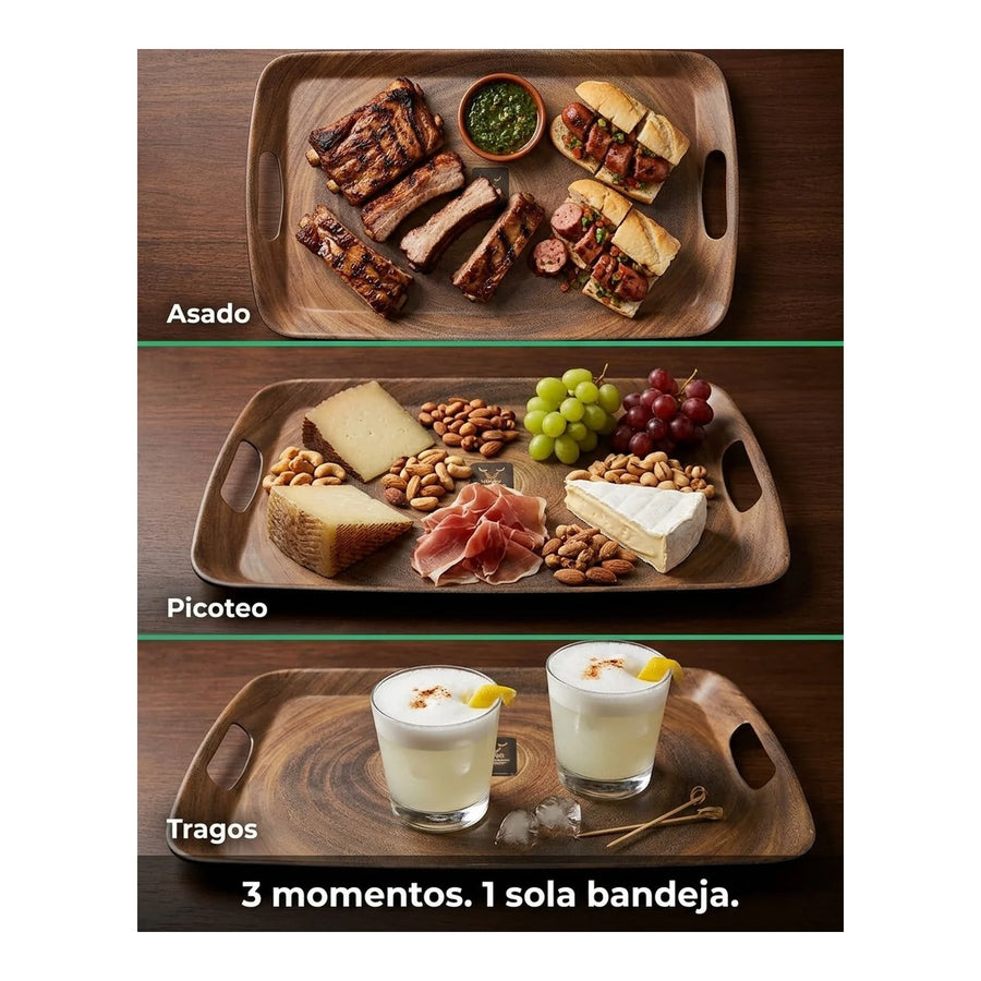 Bandeja Bamboo Wayu 46x31cm Asado Parrilla Cocina Quincho