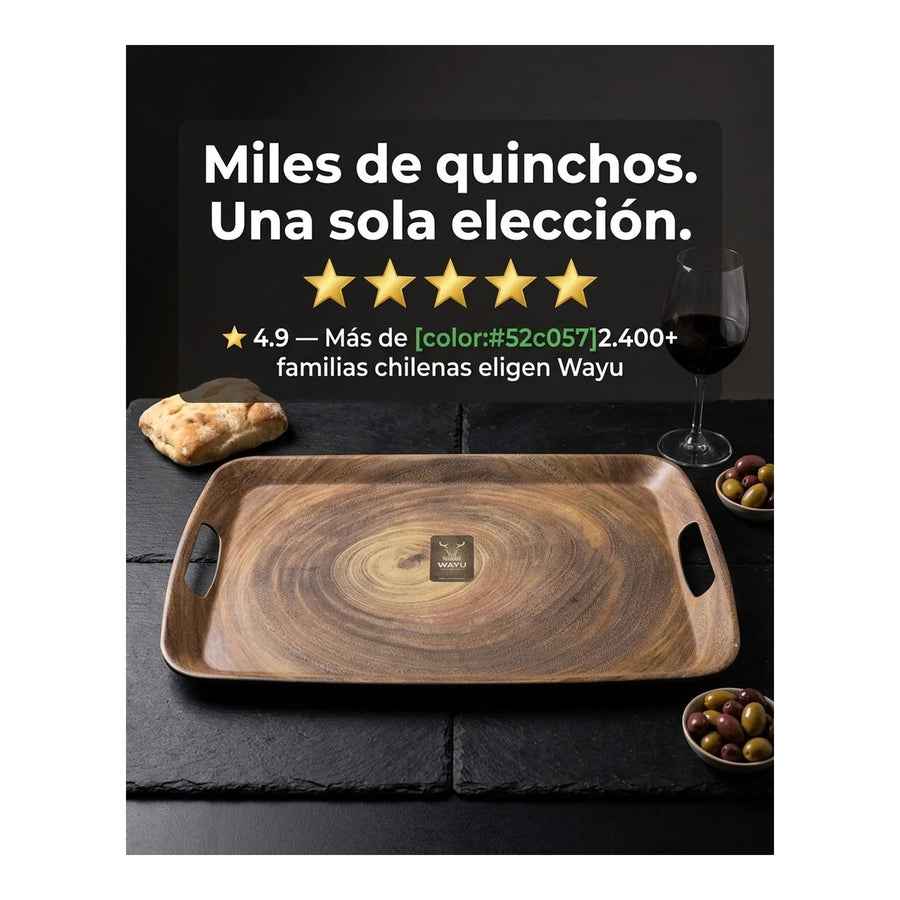 Bandeja Bamboo Wayu 46x31cm Asado Parrilla Cocina Quincho