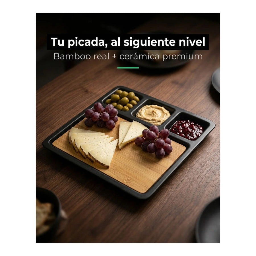 Bandeja De Aperitivo Bamboo Y Cerámica Wayu Coctail