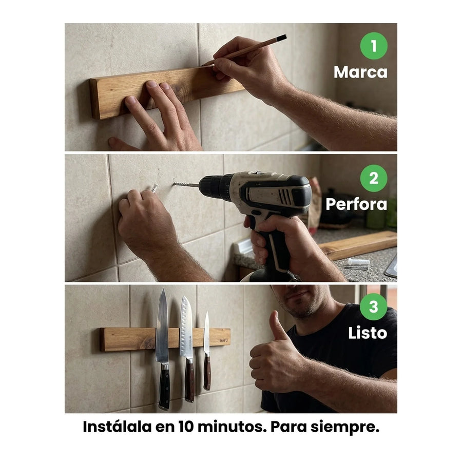 Barra Magnética Wayu Cuchillos Cocina Asado Bbq