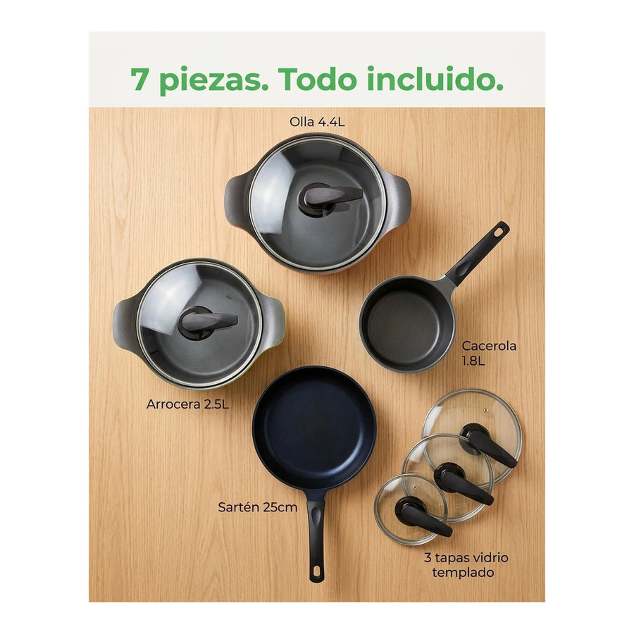 Bateria Cocina Roichen Juego 7 Piezas Profesional