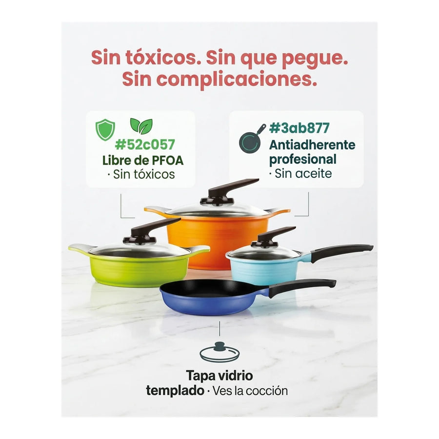 Bateria Cocina Roichen Juego 7 Piezas Profesional
