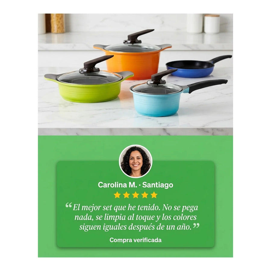 Bateria Cocina Roichen Juego 7 Piezas Profesional