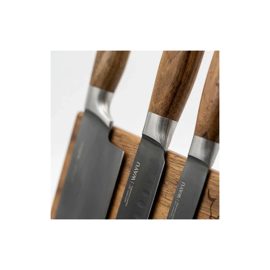 Block Magnético 3 Cuchillos Wayu Premium Limited Cocina Bbq + Grabado Personalizado