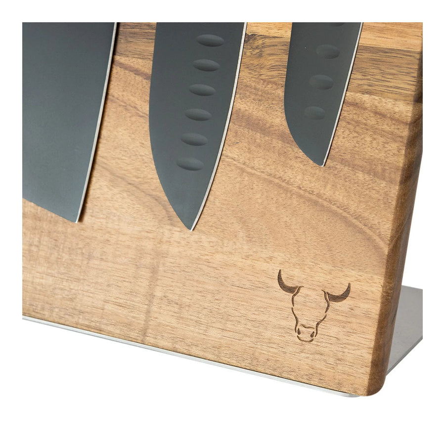 Block Magnético 3 Cuchillos Wayu Premium Limited Cocina Bbq + Grabado Personalizado