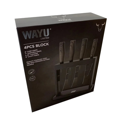Block Soporte Para Cuchillos + Set 4pcs Wayu Asado Cocina