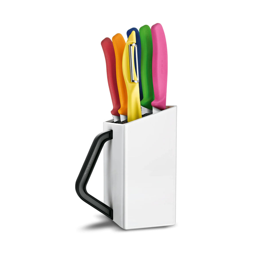 Bloque Cuchillos Victorinox Swiss Classic Blanco — Set 6 Piezas Suiza + Grabado Personalizado