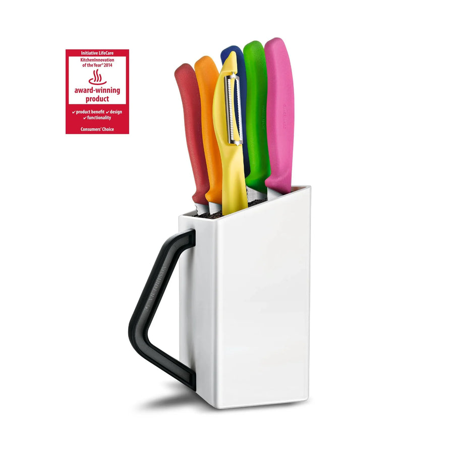 Bloque Cuchillos Victorinox Swiss Classic Blanco — Set 6 Piezas Suiza + Grabado Personalizado