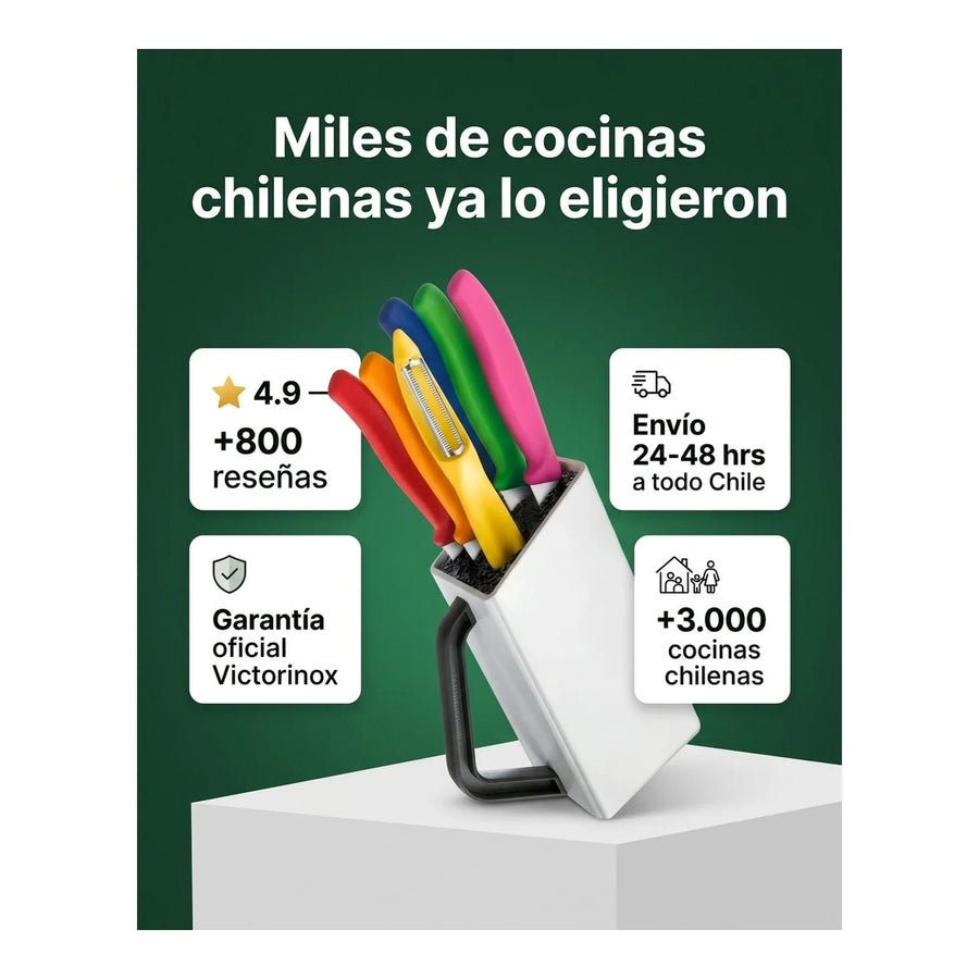 Bloque Cuchillos Victorinox Swiss Classic Blanco — Set 6 Piezas Suiza + Grabado Personalizado