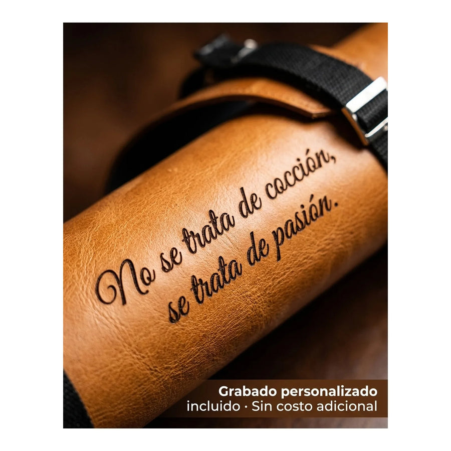 Bolso Porta 10 Cuchillos Cuero + Grabado Personalizado