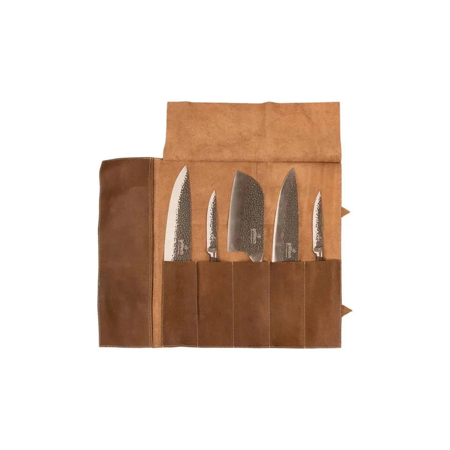 Bolso Porta 5 Cuchillos Grilltech Cuero + Grabado Láser