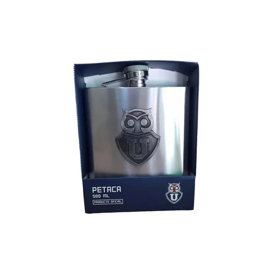 Botella Petaca Metálica 500ml U De Chile + Grabado Gratis