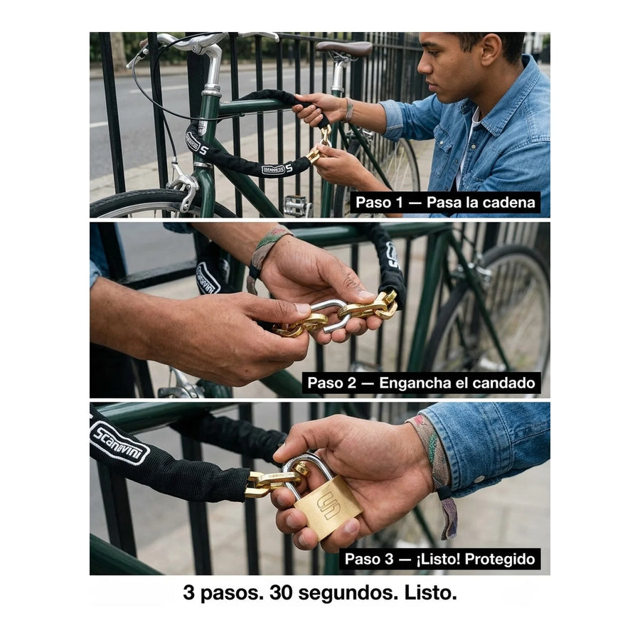 Cadena Seguridad Scanavini Anti Napoleón 60cm + Candado