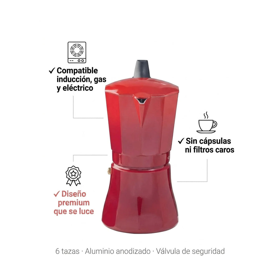 Cafetera Italiana Inducción Oroley Petra Red 6 Tazas Café