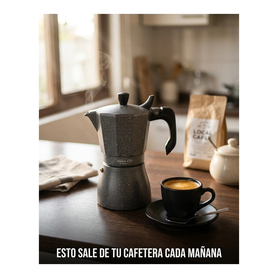 Cafetera Italiana Inducción Oroley Petra Black 6 Tazas Café