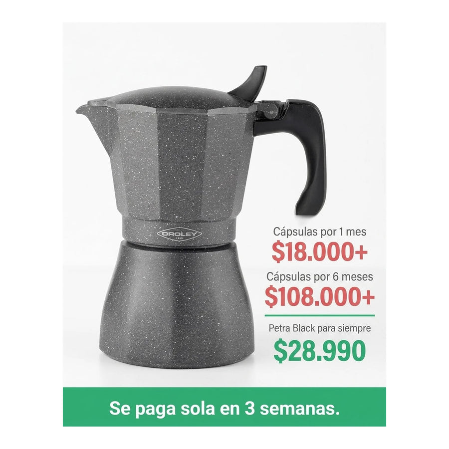 Cafetera Italiana Inducción Oroley Petra Black 6 Tazas Café