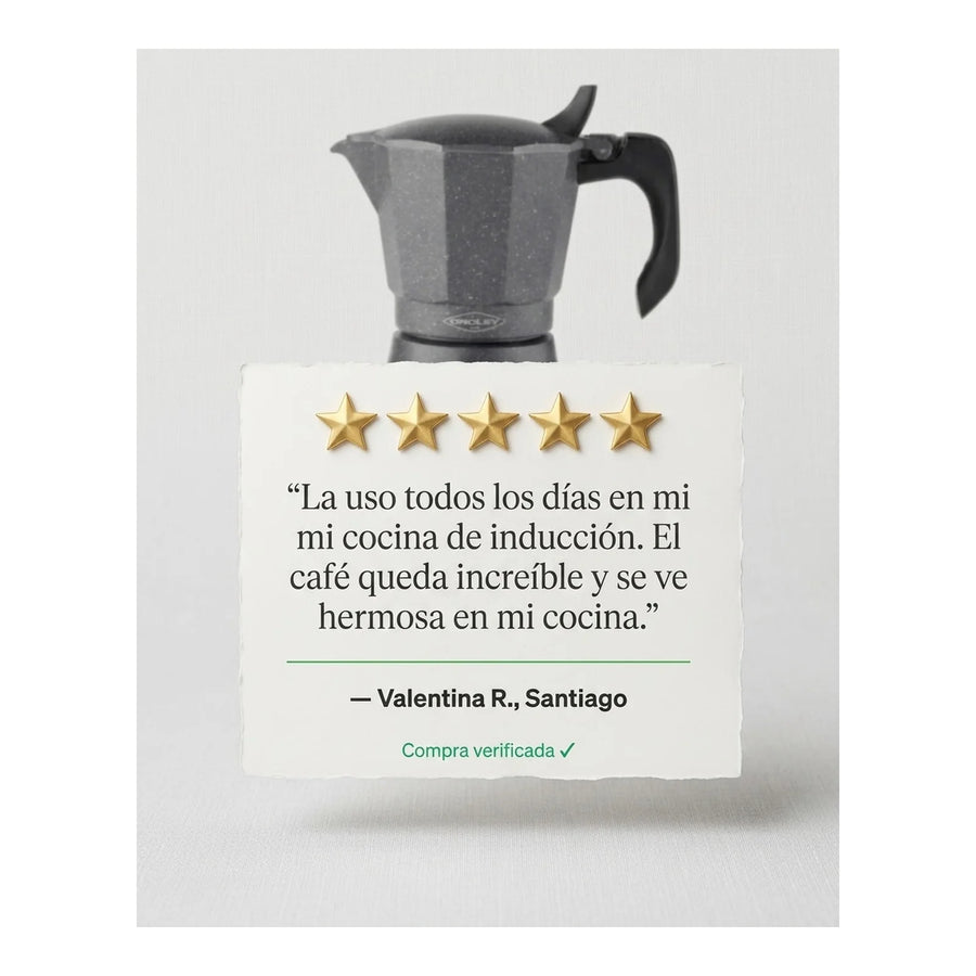 Cafetera Italiana Inducción Oroley Petra Black 6 Tazas Café