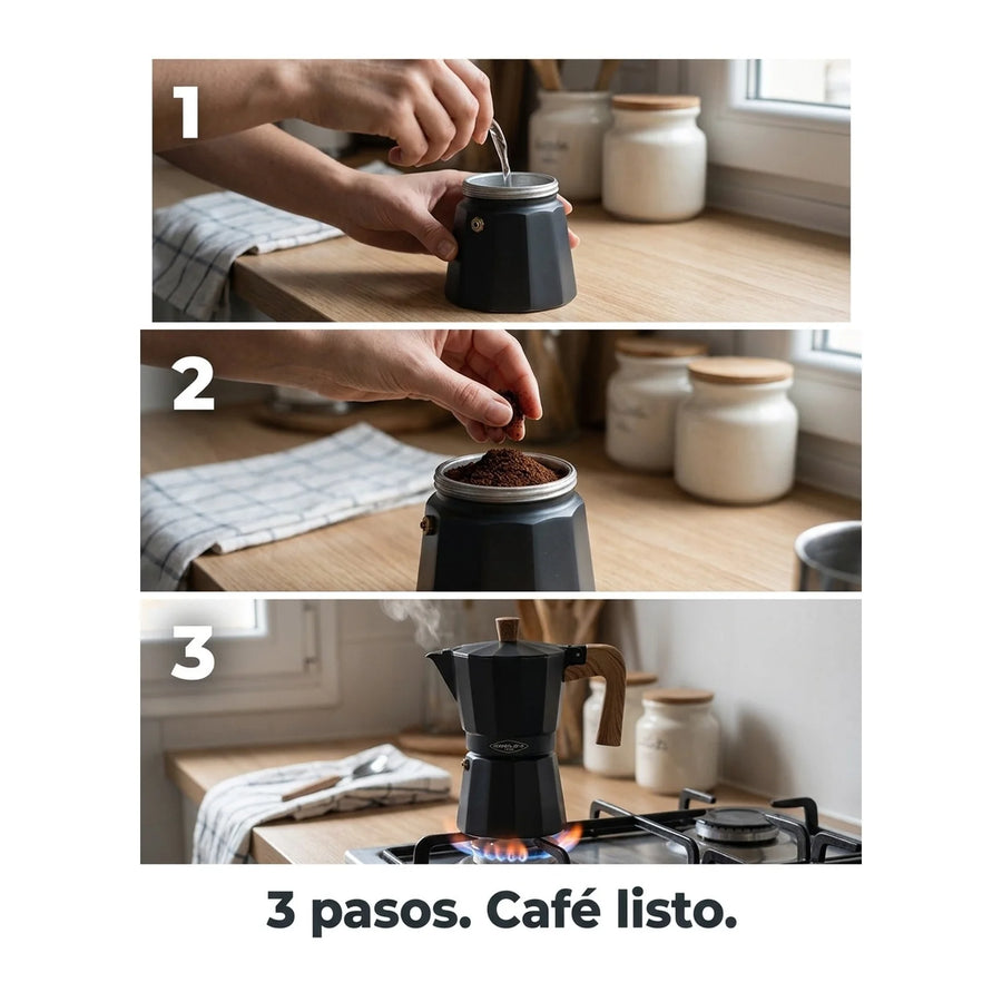 Cafetera Oroley 3 Tazas Italiana New Dakar Nature Café