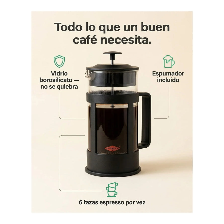 Cafetera Oroley Parma 6 Tazas Manual Prensa Francesa
