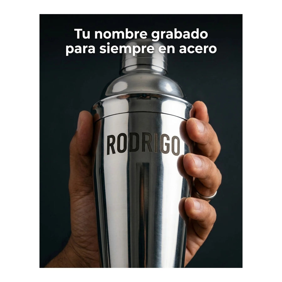 Coctelera Bar Profesional 700ml Acero Inoxidable + Grabado Gris