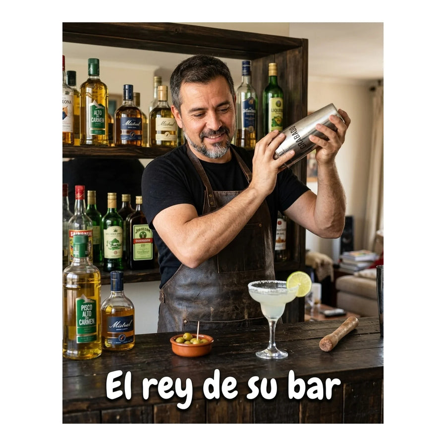 Coctelera Bar Profesional 700ml Acero Inoxidable + Grabado Gris
