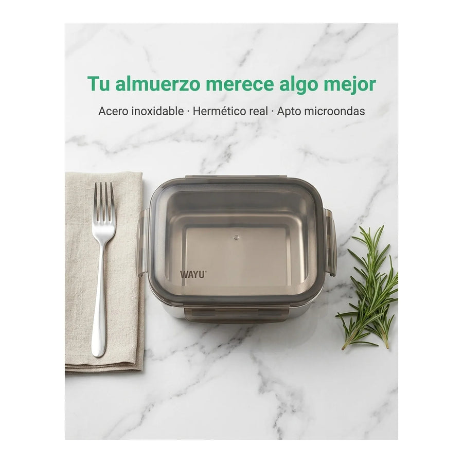 Contenedor Hermético Wayu Acero Microsafe 650ml Premium