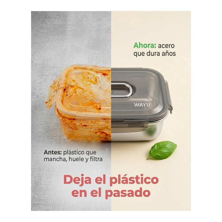 Contenedor Hermético Wayu Acero Microsafe 650ml Premium
