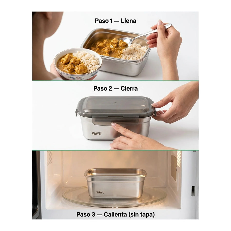 Contenedor Hermético Wayu Acero Microsafe 2.3 Lt Premium
