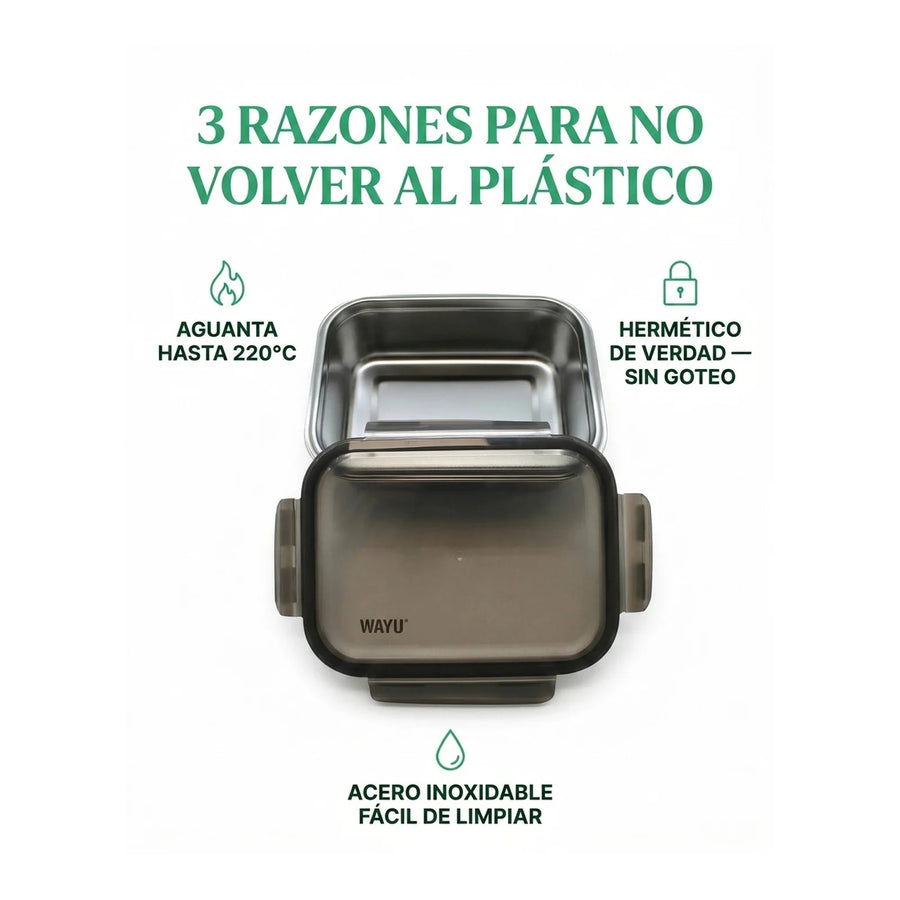 Contenedor Hermético Wayu Acero Microsafe 650ml Premium