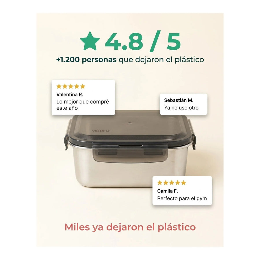 Contenedor Hermético Wayu Acero Microsafe 650ml Premium