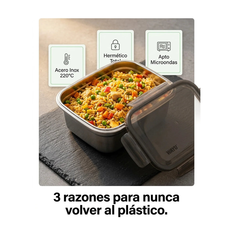 Contenedor Hermético Wayu Acero Microsafe 1.3 Lt Premium