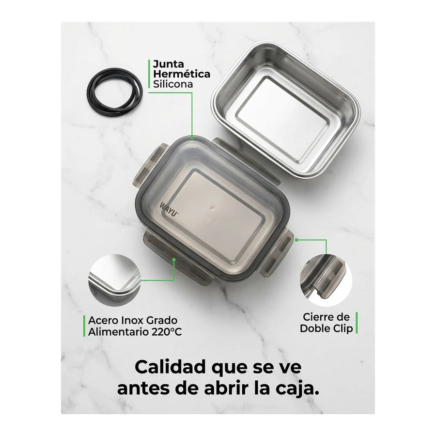 Contenedor Hermético Wayu Acero Microsafe 1.3 Lt Premium