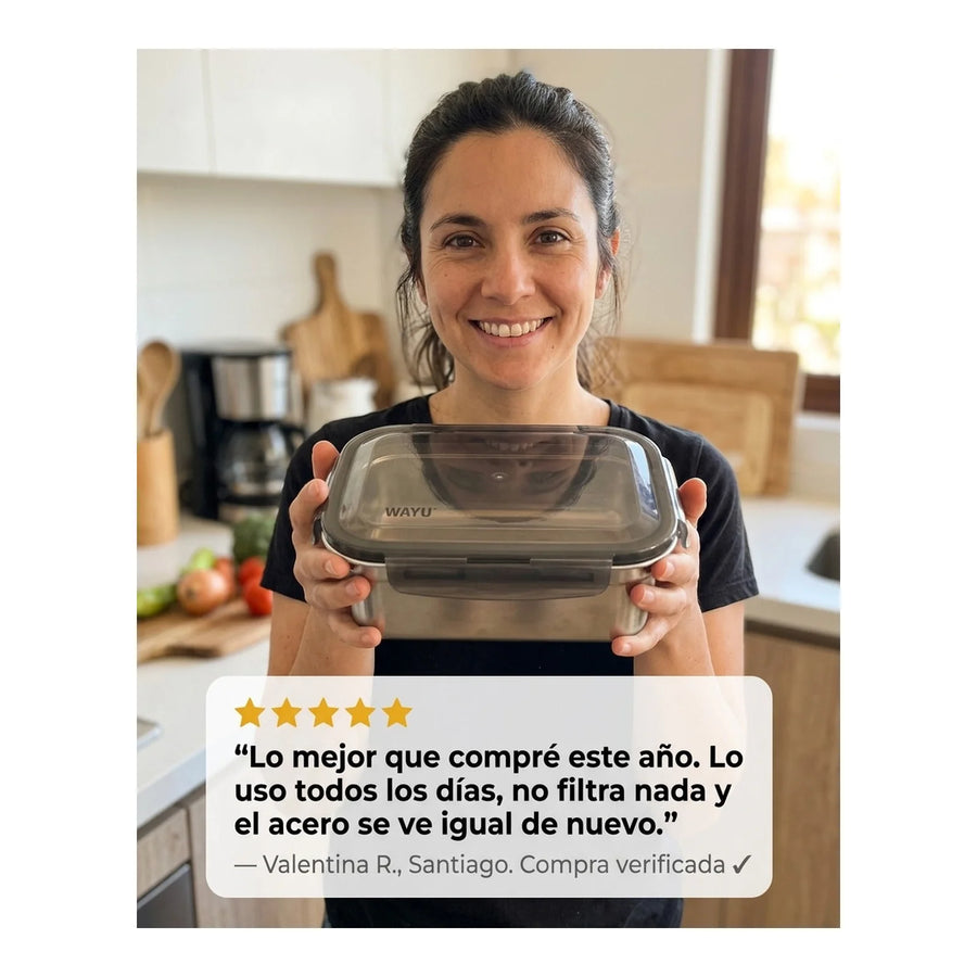 Contenedor Hermético Wayu Acero Microsafe 1.3 Lt Premium