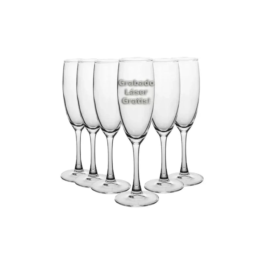 Copa de Espumante Pack X6 para Boda y Aniversario + Grabado Personalizado