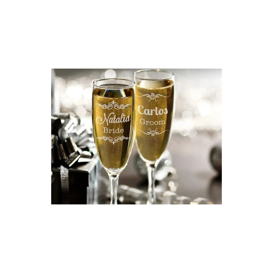 Copa de Espumante Pack X6 para Boda y Aniversario + Grabado Personalizado