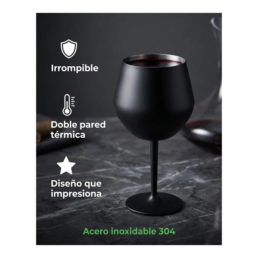 Copa Taca Brasil 400ml Negra Doble Pared