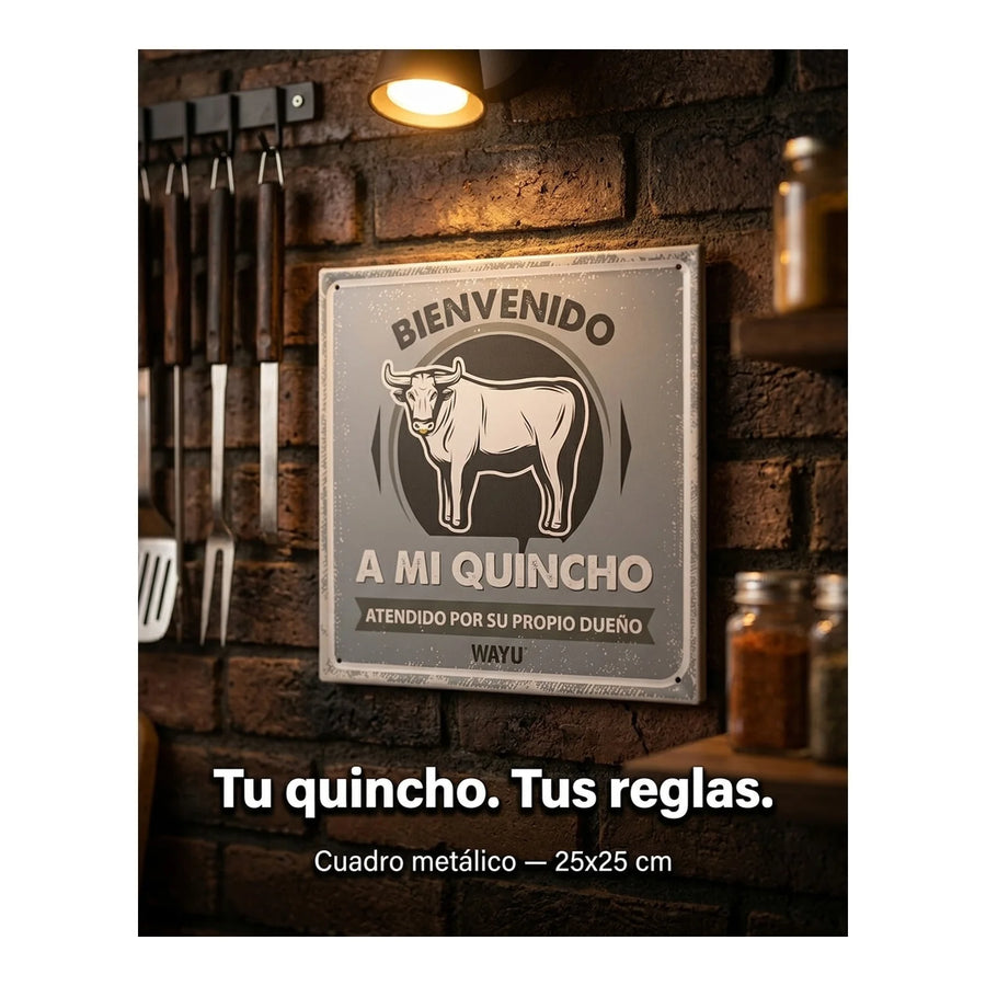 Cuadro Bar Metálico Wayu 25x25 Mi Quincho Parrilla Bbq