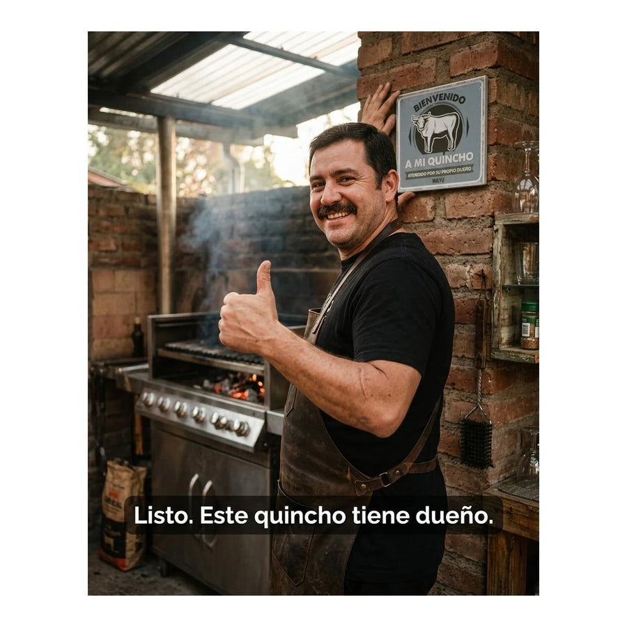 Cuadro Bar Metálico Wayu 25x25 Mi Quincho Parrilla Bbq