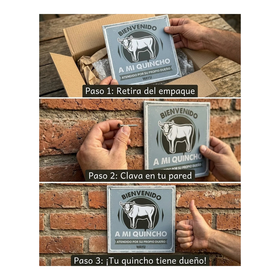 Cuadro Bar Metálico Wayu 25x25 Mi Quincho Parrilla Bbq