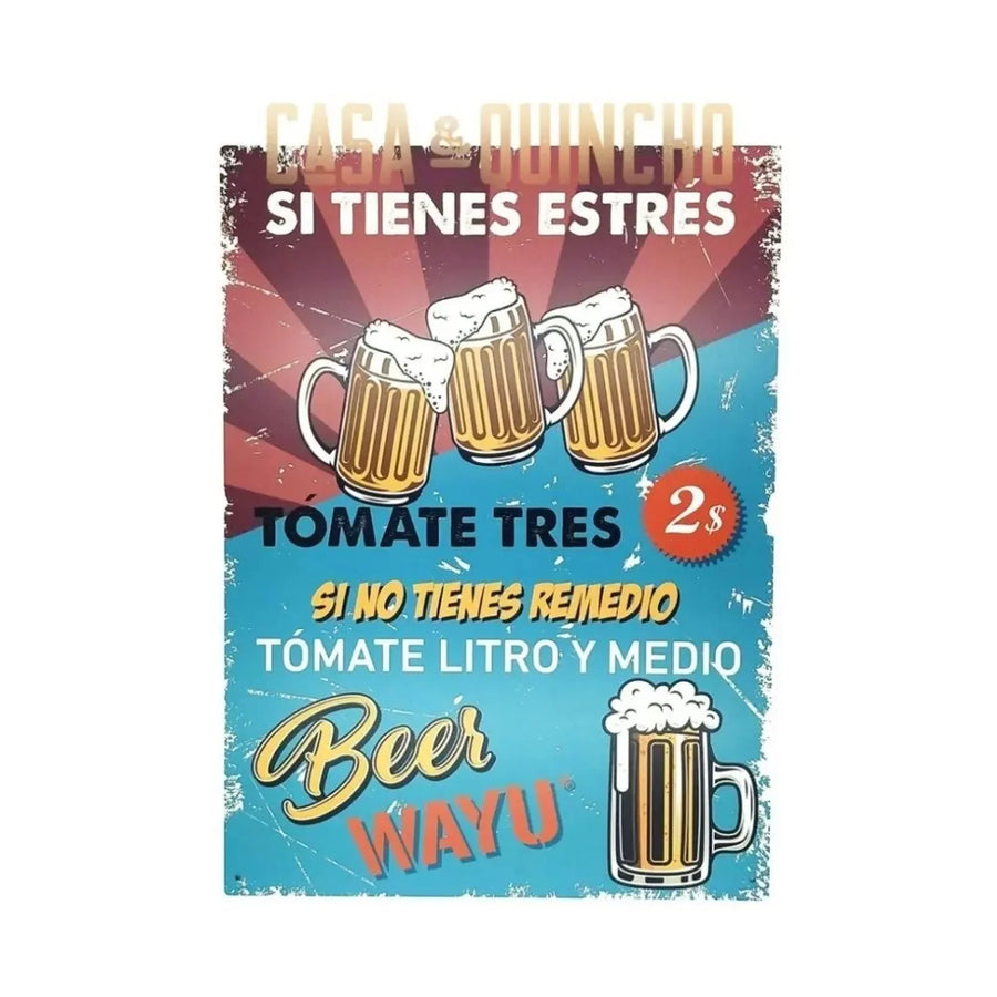 Cuadro Bar Metálico Wayu 40x30 Beer Quincho Parrilla Bbq