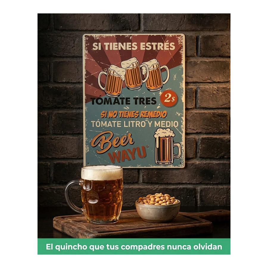 Cuadro Bar Metálico Wayu 40x30 Beer Quincho Parrilla Bbq