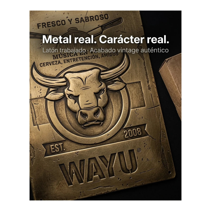 Cuadro Bar Metálico Wayu 40x30 Toro Quincho Parrilla Bbq