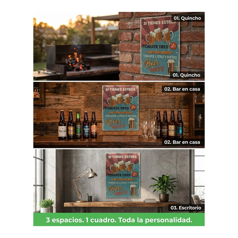 Cuadro Bar Metálico Wayu 40x30 Beer Quincho Parrilla Bbq