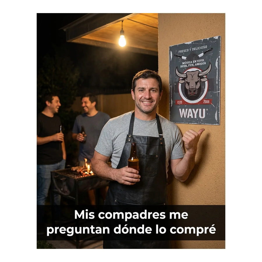 Cuadro Bar Metálico Wayu 40x30 Toro Quincho Parrilla Bbq