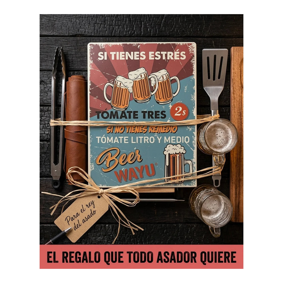 Cuadro Bar Metálico Wayu 40x30 Beer Quincho Parrilla Bbq