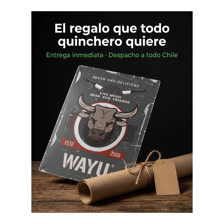 Cuadro Bar Metálico Wayu 40x30 Toro Quincho Parrilla Bbq