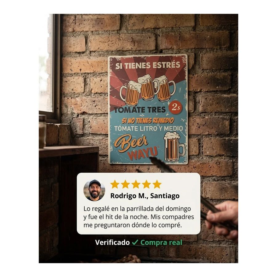 Cuadro Bar Metálico Wayu 40x30 Beer Quincho Parrilla Bbq