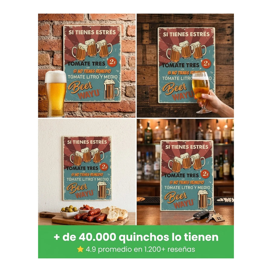 Cuadro Bar Metálico Wayu 40x30 Beer Quincho Parrilla Bbq